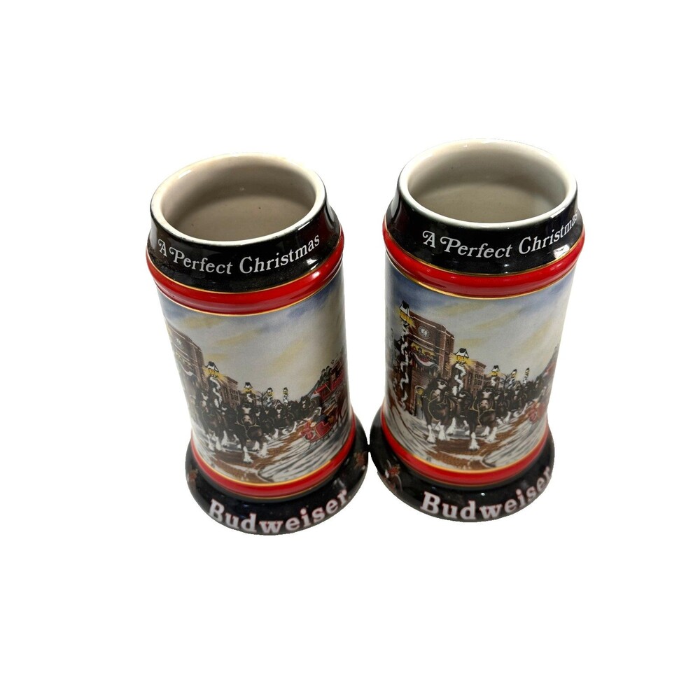 Budweiser Beer Stein Mug 1992 Holiday Stein A Perfect Christmas Vintage Mug 7in